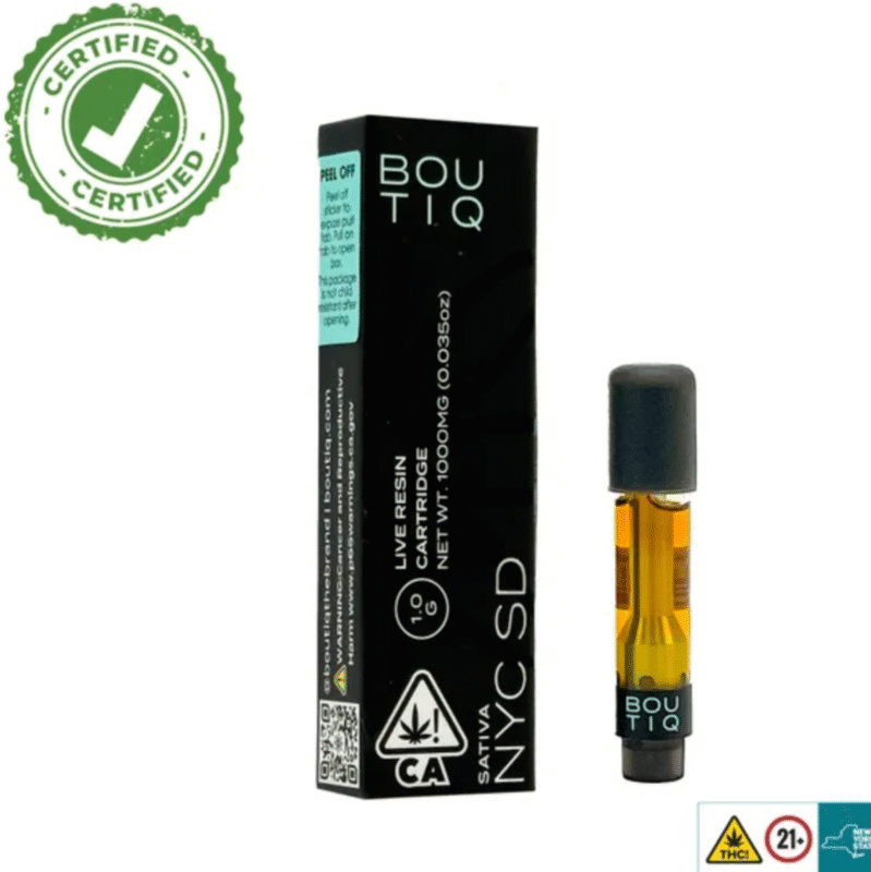 NYC SD Boutiq Carts - 1G Live Resin Cartridge - Sativa